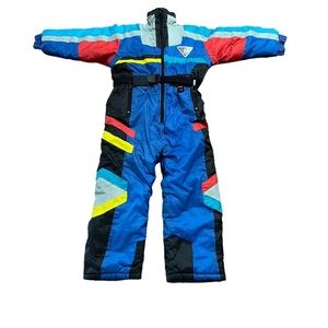 Vtg Rare 90s Swiss Alps Size 7 Ski Suit One Piece Snowsuit Snow Bib Retro Unisex